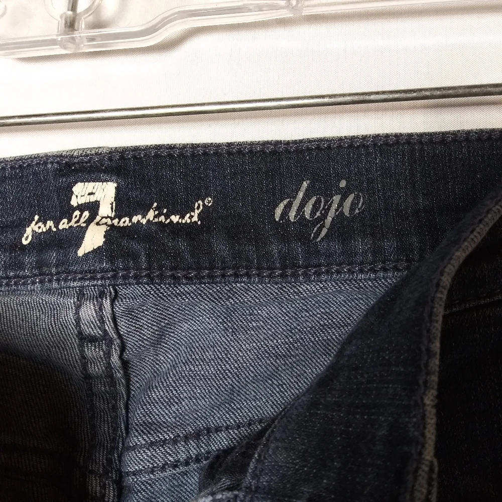 7 For All Mankind Dojo Flare Jeans Womens Size 24 Blue Denim Low Rise Seven - Picture 5 of 8